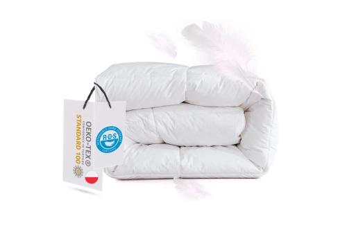 DELUX 155x200 CAŁOROCZNA 1,4kg KOŁDRA PREMIUM 90% POLSKI PUCH - BIAŁA